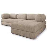 ECKSOFA KELI modulares Boneless Sofa mit Schlaffunktion Beige Boucle-Stoff - Beige, Textil (270/160cm) - MASSENO