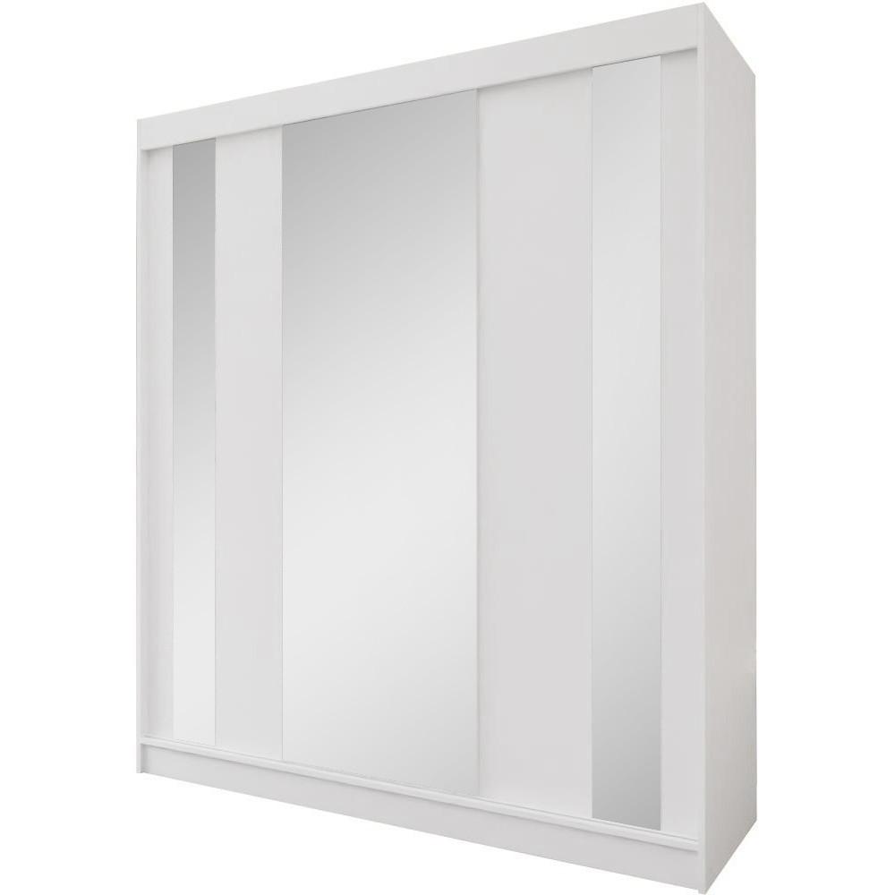 SCHWEBETÜRENSCHRANK Gaja 180/216/61 weiß mit Spiegel - Weiß, Holzwerkstoff (180/216/61cm) - Beautysofa