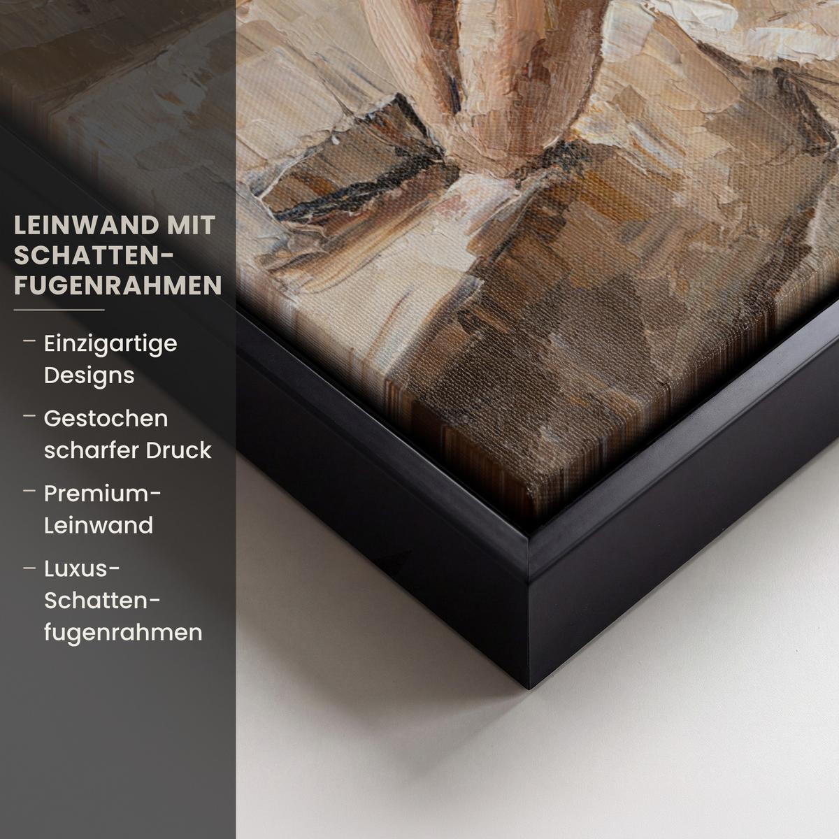 LEINWAND Bilder mit Rahmen - Ölgemälde - Frau - Wein - 20x30 - Hellbraun, Textil (20/30cm) - MuchoWow