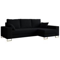 ECKSOFA Dorian Boucle Schwarz - Goldfarben/Schwarz, Textil/Metall (242/138cm) - MKS