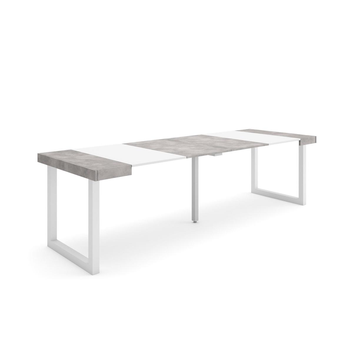 KONSOLENTISCH ausziehbar 58 bis 262cm, für 12 Gäste, weiß zementgrau, 90/58/73cm - Weiß/Grau, Holzwerkstoff (90/262/73cm) - Skraut Home