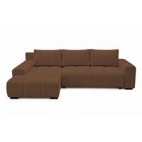 ECKSOFA Ovia mit Bettkasten und Schlaffunktion, Bouclé-Stoff in L-Form - Braun, Textil (270/185cm)