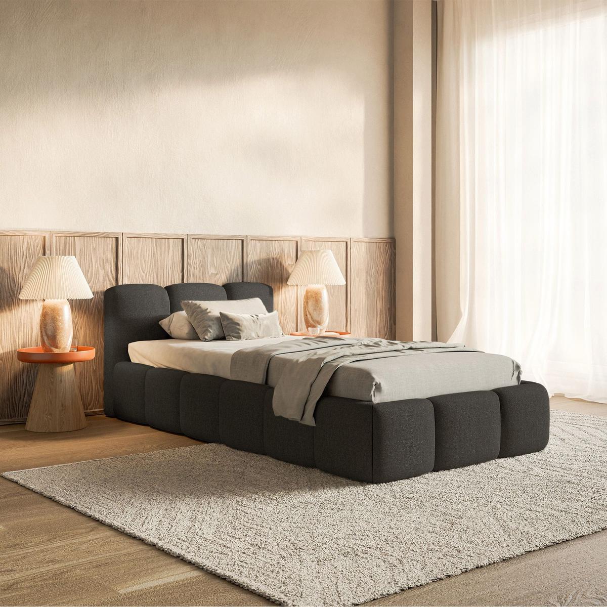 POLSTERBETT Cloudy Low Graphit Chenille, 90x200 cm - Graphitfarben/Schwarz, Kunststoff/Textil (90/200cm) - Selsey