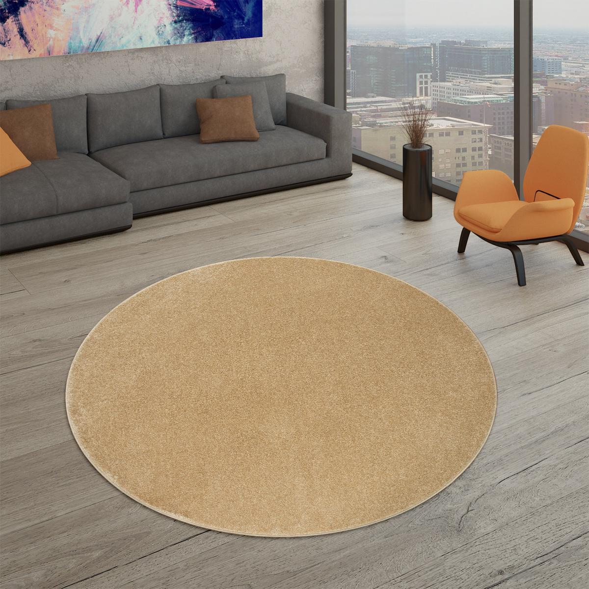 FLACHWEBETEPPICH Goldfarben Ø 160 cm - Goldfarben, Kunststoff (160/160cm) - TT Home