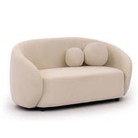 2-SITZER-SOFA Roundi Cremeweiß Bouclé - Creme/Schwarz, Holz/Kunststoff (150/76/80cm) - S-Style Möbel
