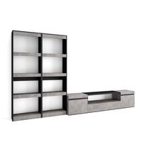 WOHNWAND zementgrau, 320/35/186cm - Hellgrau, Holzwerkstoff (320/186/35cm) - Skraut Home