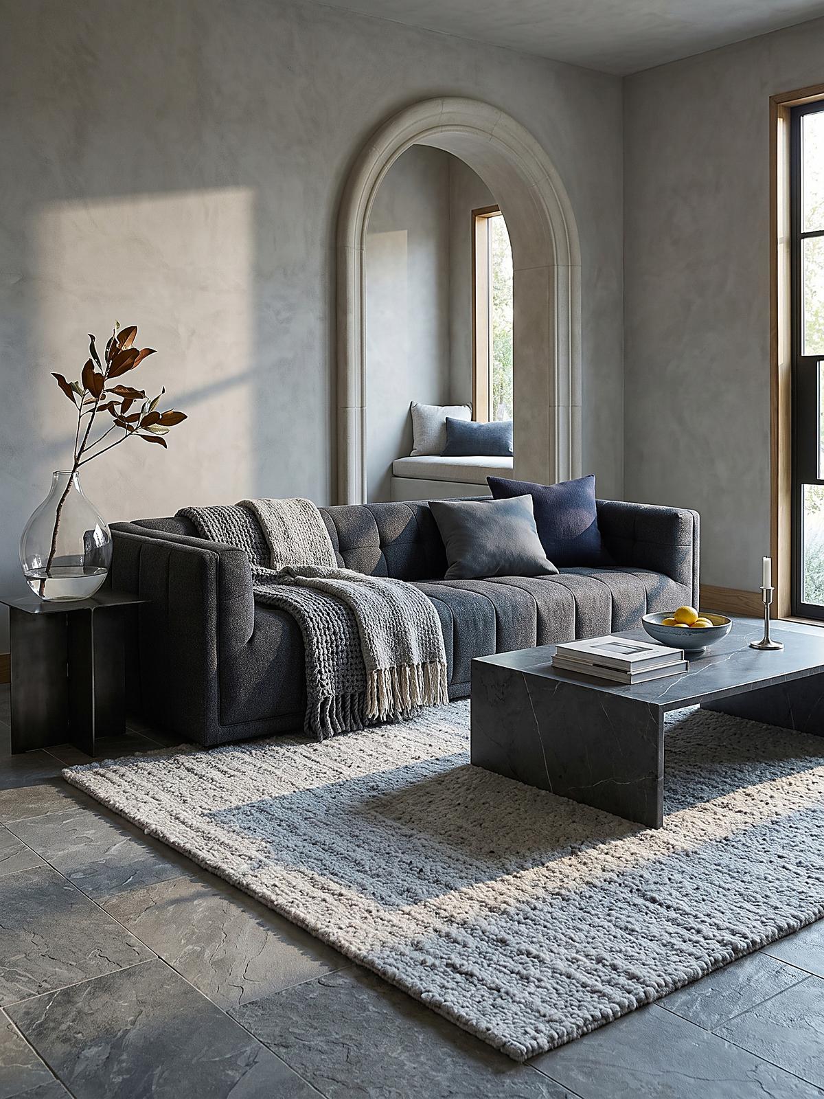 KURZFLORTEPPICH handgewebt GLAVEN, Bouclé-Struktur, Hellgrau, 120 x 170 cm - Grau, Textil (120/170cm) - KADIMA DESIGN
