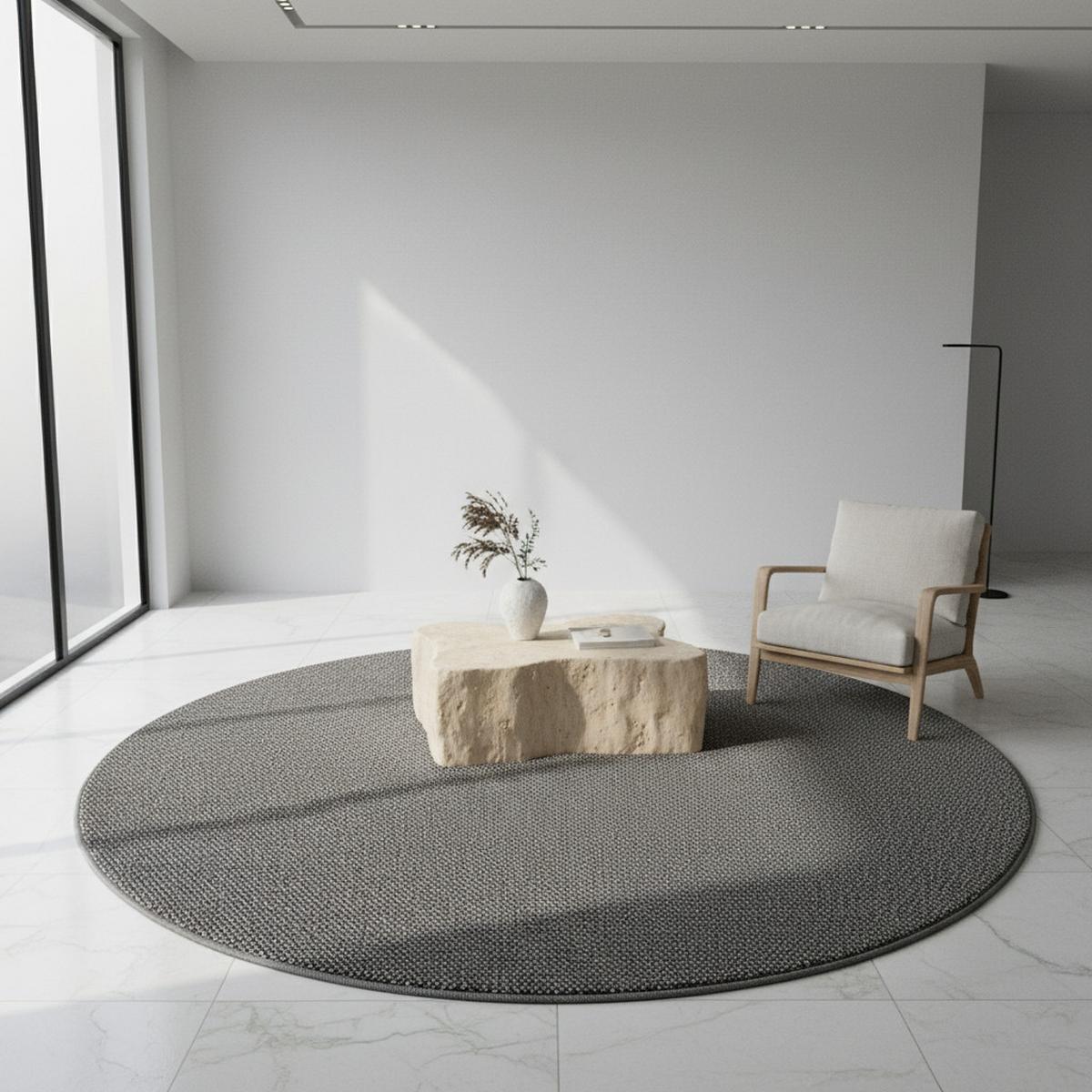 TEPPICH Flachgewebe CIMA in Grau, einfarbig, Ø 120 cm - Grau, Textil (120/120cm) - KADIMA DESIGN