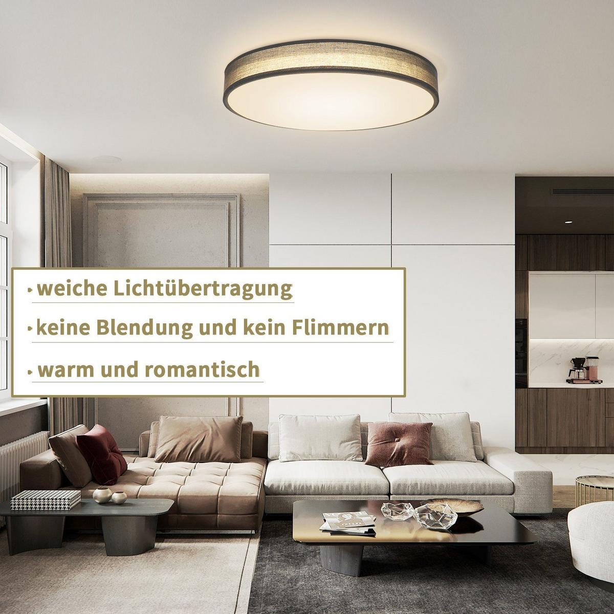 LED-DECKENLEUCHTE Debra 38/38/6 cm - Grau, Textil (38/38/6cm) - Nettlife