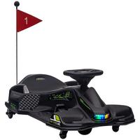 KINDER-ELEKTROGOKART 12 V 3-8km/h Drift Kart mit Driftmodus Lichtern Musik - Schwarz, Kunststoff (90/53/99cm) - HOMCOM