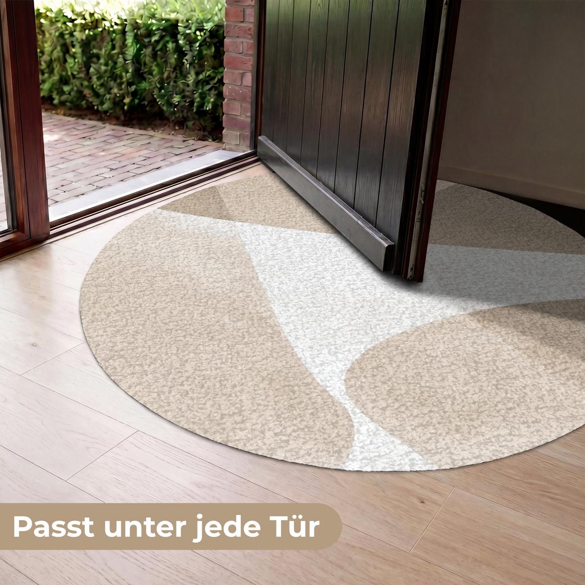FUSSMATTE Glatte Oberflächen - Harmonisch - Wellenförmig Schmutzfangmatte 120x120 cm - Beige, Kunststoff (120/0.4cm) - MuchoWow
