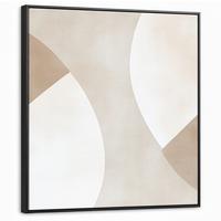 LEINWAND Bilder mit Rahmen - Braun - Japandi - Abstrakt - 90x90 - Sandfarben, Textil (90/90cm) - MuchoWow