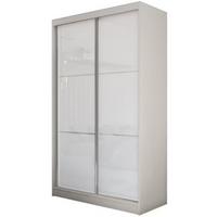SCHWEBETÜRENSCHRANK Viva II 120/216/61 kaschmir mit Lacobel-Glas und Schubladen - Kaschmir, Holzwerkstoff (120/216/61cm) - Beautysofa