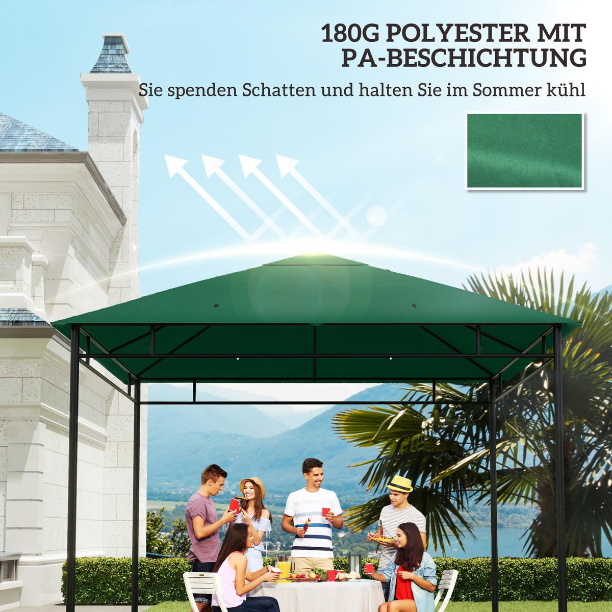 PAVILLONDACH, Polyester, Grün - Grün, Kunststoff (298/1/298cm) - Outsunny