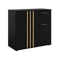 SIDEBOARD Turell 2D1SZ Schwarz 80/73/35 cm – Kommode mit Schublade - Schwarz, Holzwerkstoff/Kunststoff (80/73/35cm) - AX Living