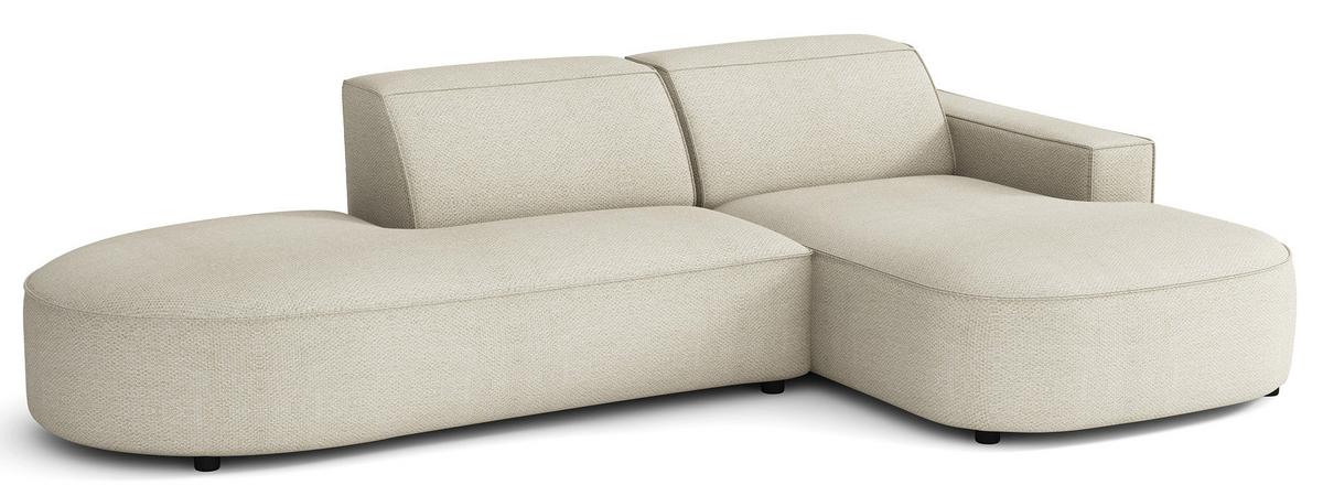ECKSOFA Sallmo L-Form, 3-Sitzer, rechts 276 cm - Creme/Schwarz, Kunststoff/Textil (276/166cm) - Selsey