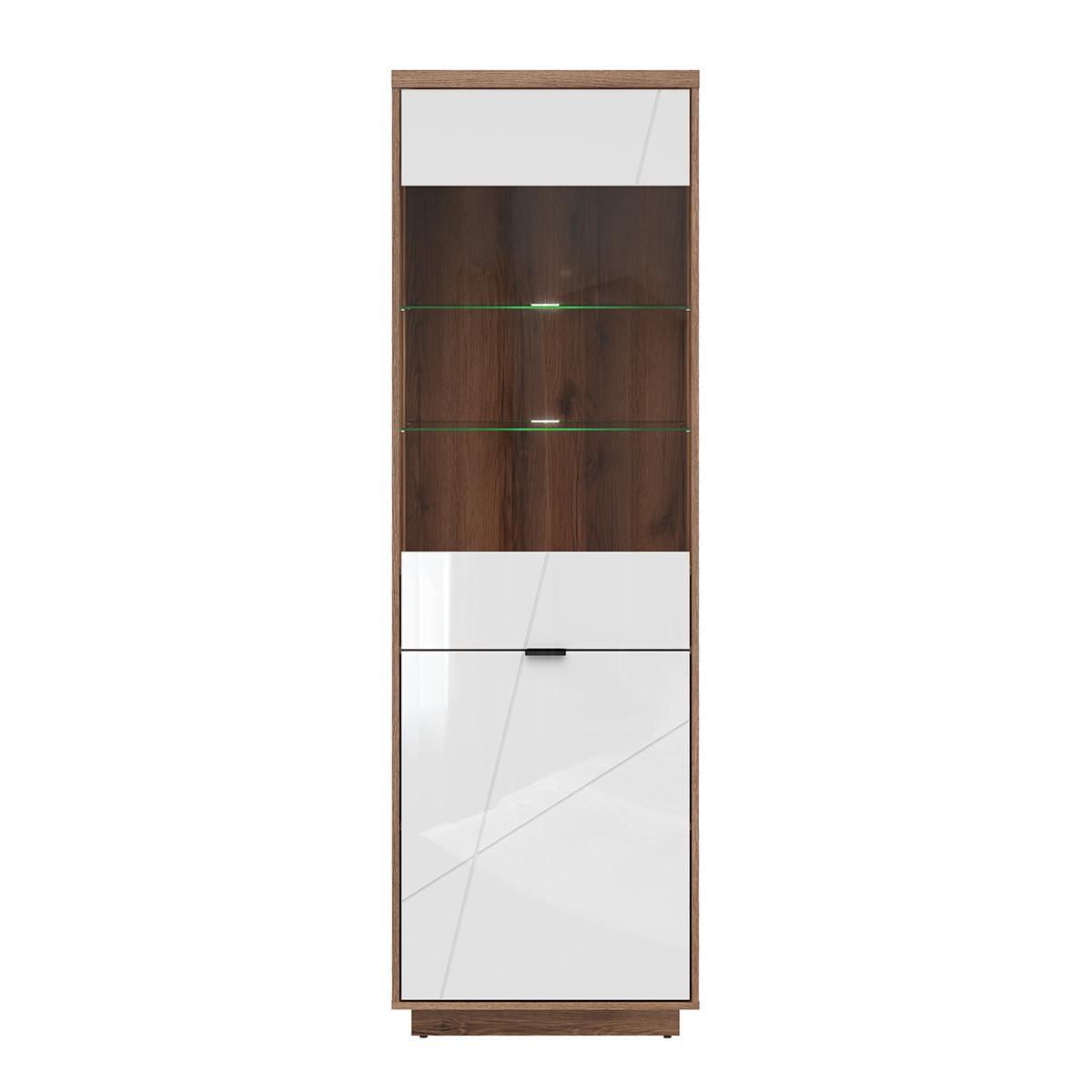 VITRINE Sven Weiß und Holz - Weiß, Holzwerkstoff (64/201/43cm) - Petits-meubles