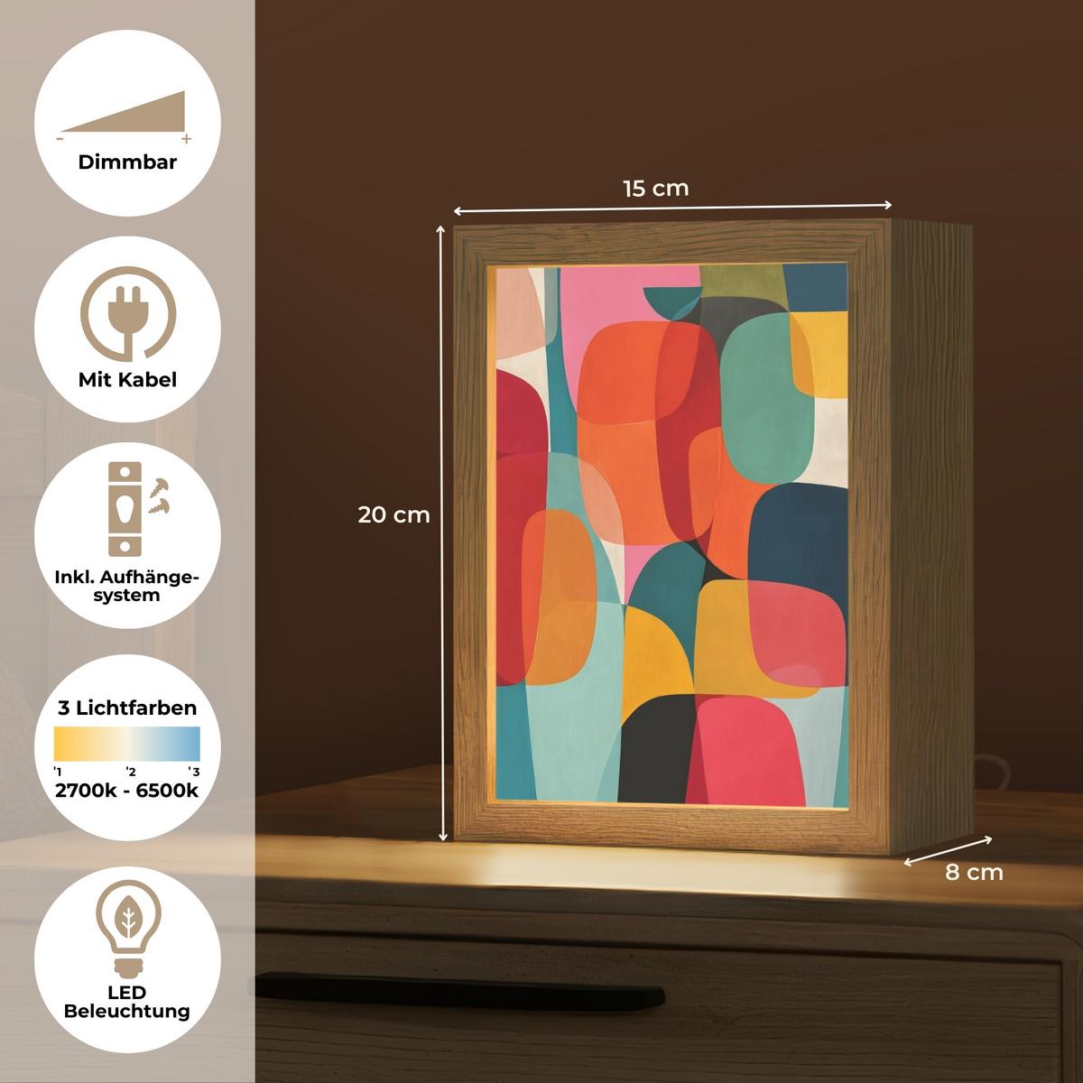 WANDLEUCHTE Formen - Bunt - Abstrakt - Flugzeuge 15x20 cm - Multicolor, Holzwerkstoff (15/20/8cm) - OnlyWow