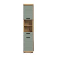 BADEZIMMERSCHRANK 2 Türen 1 Schublade 31/191/37 cm - Grün, Holzwerkstoff (31/191/43cm) - Calicosy