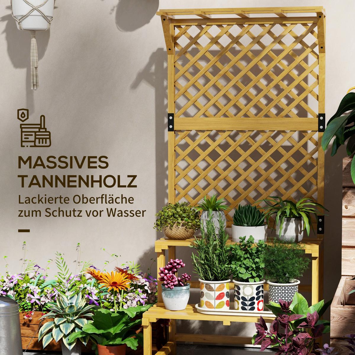 PFLANZENTREPPE Tannenholz Gelb - Gelb, Holz (50/166/75cm) - Outsunny