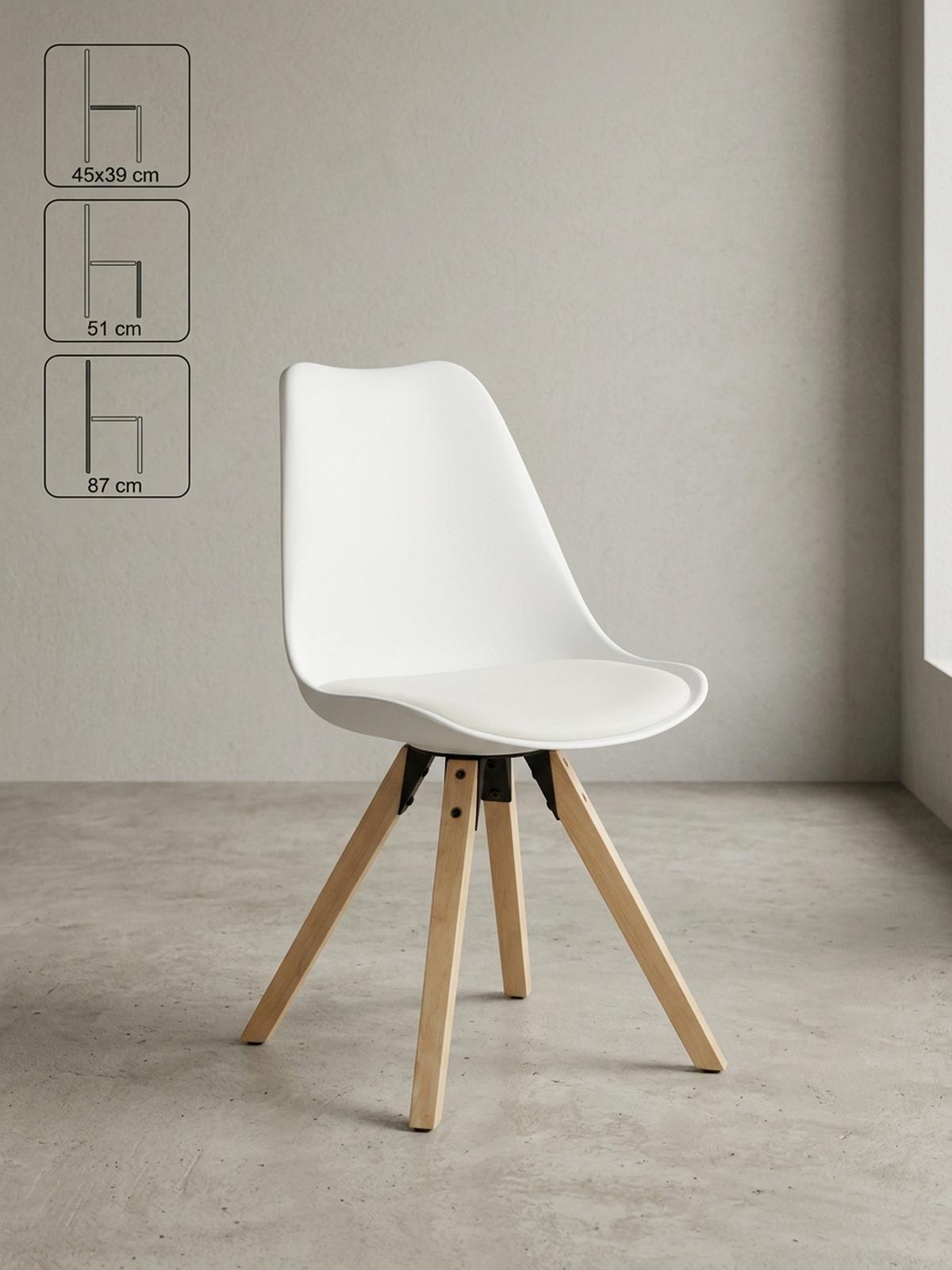 ESSZIMMERSTUHL 2er Set Kunstlederbezug mit Holzgestell Skandinavisch gepolstert, Weiß 49x52x87 cm - Beige/Weiß, Holz/Kunststoff (49/87/52cm) - KADIMA DESIGN