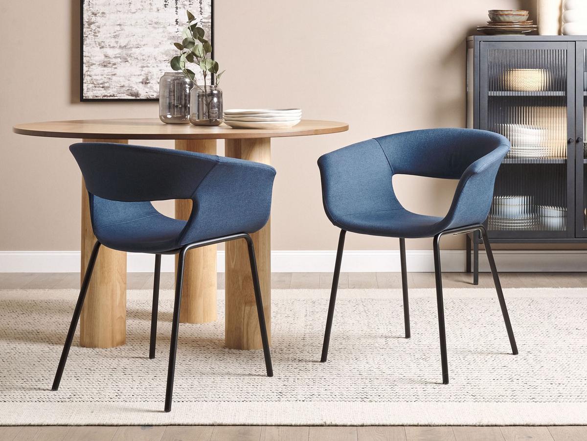 ESSZIMMERSTUHL 2er-Set Stoff dunkelblau/schwarz Elma - Blau/Schwarz, Textil (63/76/50cm) - Beliani