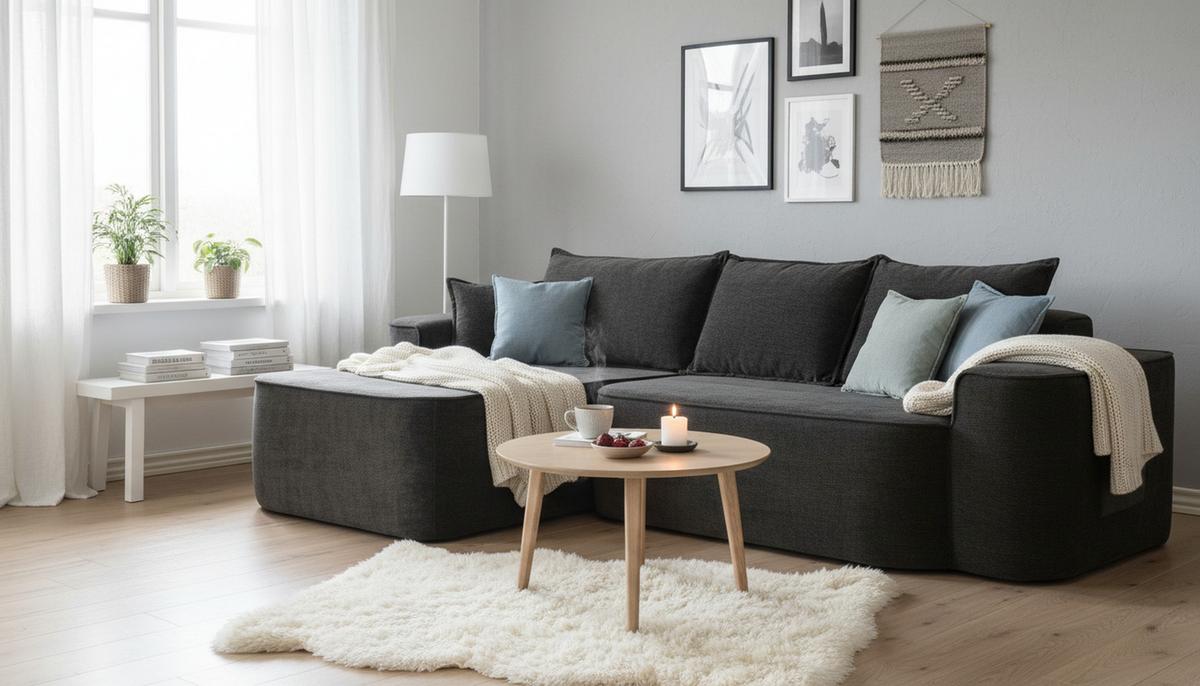 ECKSOFA Modulares L-Form in Chenille Montagefrei - Dunkelgrau, Textil (262/144cm) - Urban Meuble
