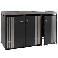 3ER-MÜLLTONNENVERKLEIDUNG Anthrazit, Silber - Anthrazit/Silberfarben, Metall (196/125/84cm) - MCW