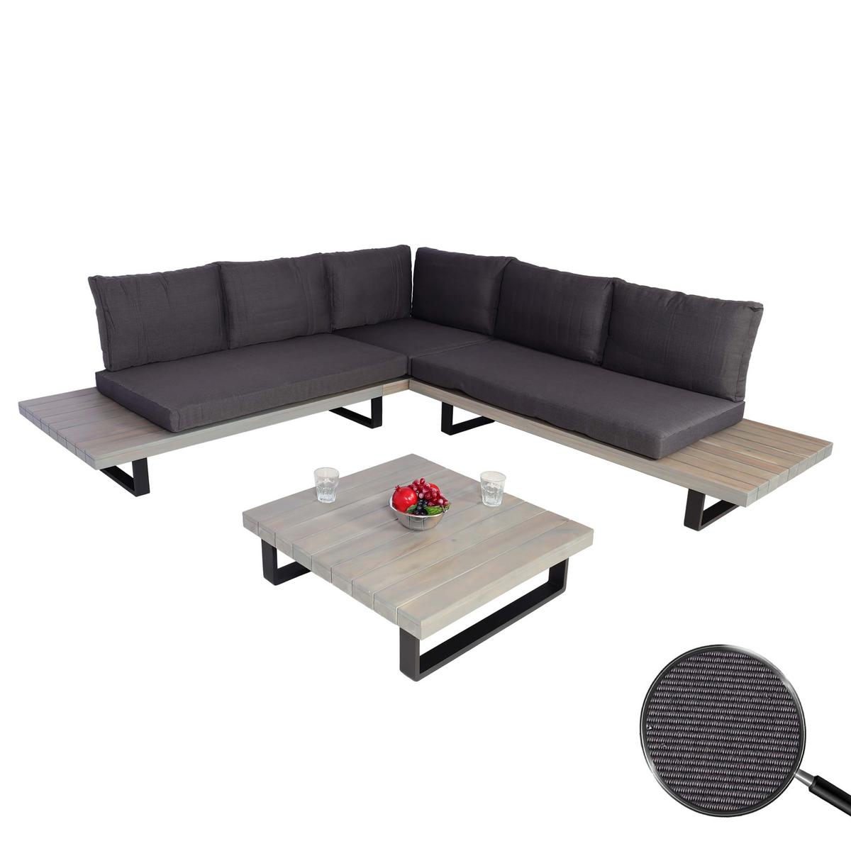 GARTEN-GARNITUR Schwarz, Grau - Schwarz/Grau, Holz - MCW
