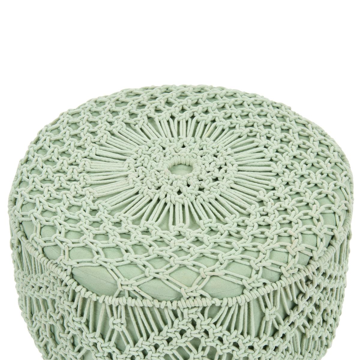 HOCKER Makramee Baumwolle Hellgrün Manzai - Hellgrün, Textil (40/44/40cm) - Beliani