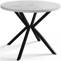 RUNDER Esszimmertisch LOFT LITEN, ausziehbarer Tisch Durchmesser: 120 cm/200 cm, Wohnzimmertisch Farbe: Marmur, mit Metallbeinen in Farbe Schwarz - Hellgrau/Schwarz, Holzwerkstoff (120/120/76cm) - Alpi-Möbel