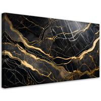 WANDBILD schwarz weißer marmor mit gold - Schwarz, Textil (120/60cm) - Feeby