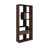 REGAL Bibliothek, Eiche dunkel und Schwarz, 67/31/162cm - Dunkelbraun/Schwarz, Holzwerkstoff (67/162/31cm) - Skraut Home