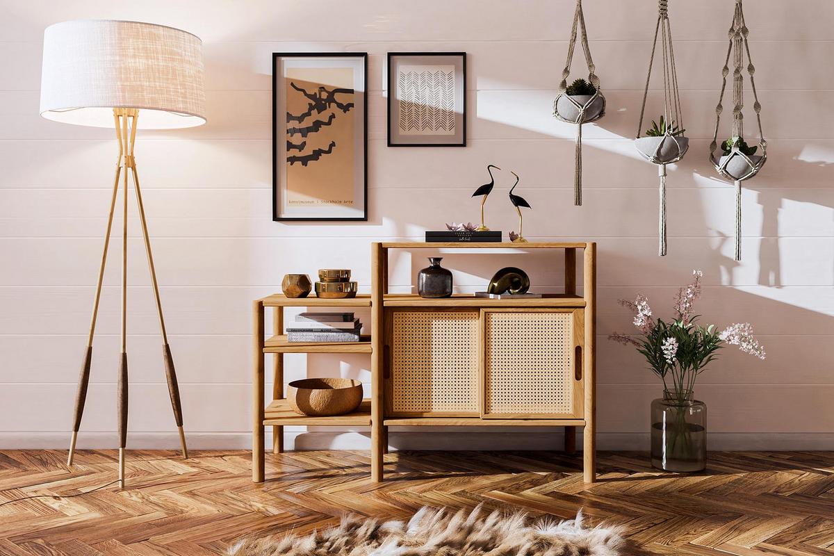 REGAL INA Wildeiche - Mokka, Holz (120/86/46cm) - byoak