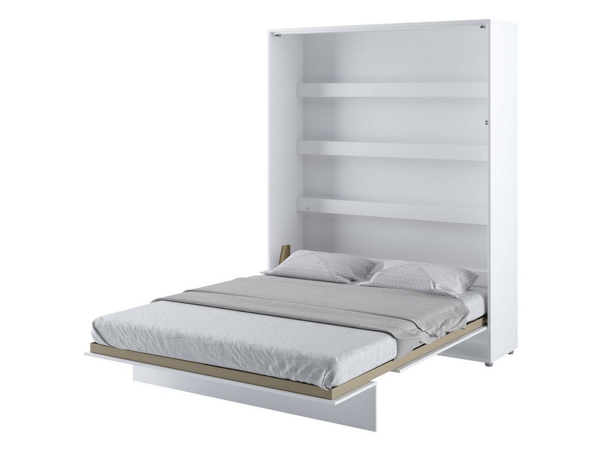 SCHRANKBETT Bed-Concept BC-12 160x200 mit zwei LED-Lampe - Weiß Hochglanz/Grau, Holz/Holzwerkstoff (160/200cm) - MIRJAN24