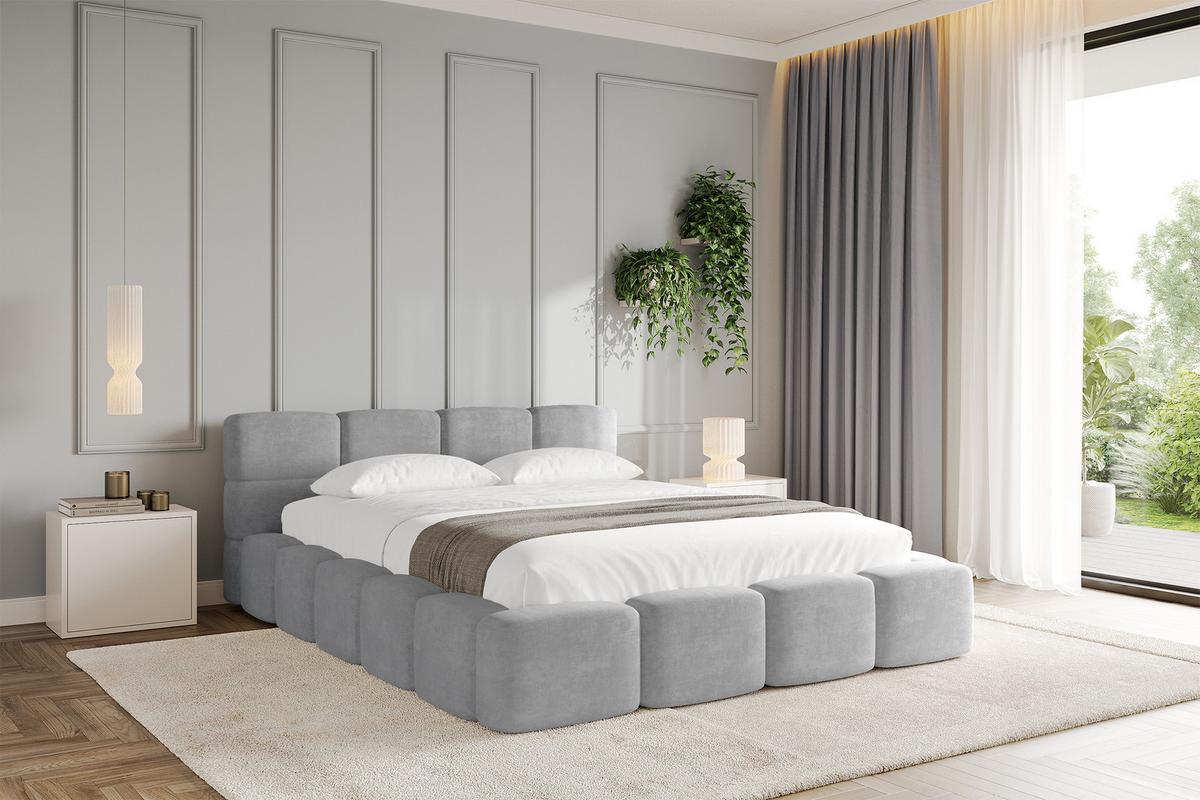 POLSTERBETT mit Bettkasten und Lattenrost, Bett mit Kopfteil, Boxbett ohne Matratze, Doppelbett mit Stauraum - NATA-v1 200x200 Grau - Anthrazit, Holzwerkstoff/Textil (200/200cm) - ALTDECOR