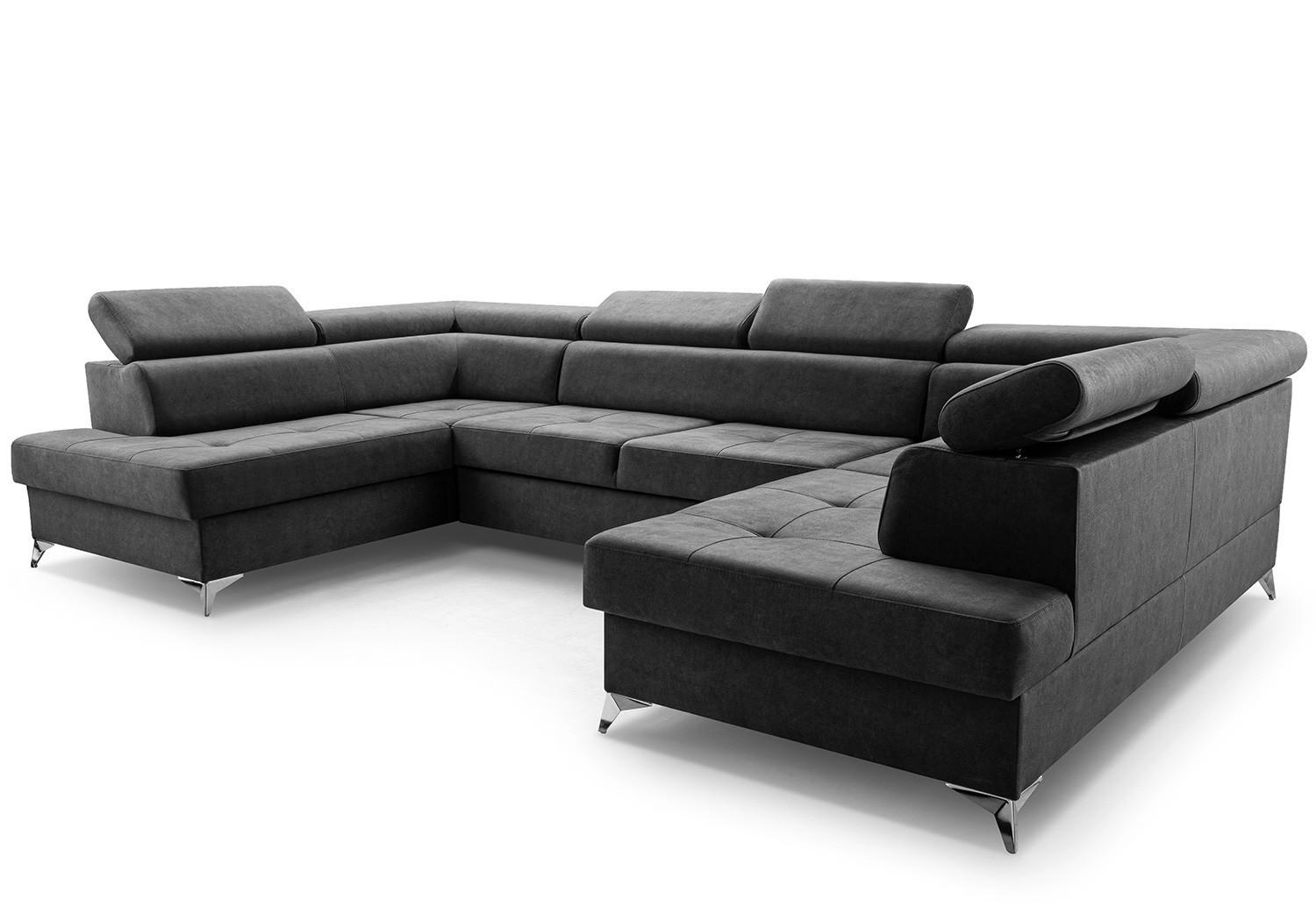 Ecksofa Madryt Super Schwarz Vena 20 - Schwarz, Textil (350/202cm) - imoebel24