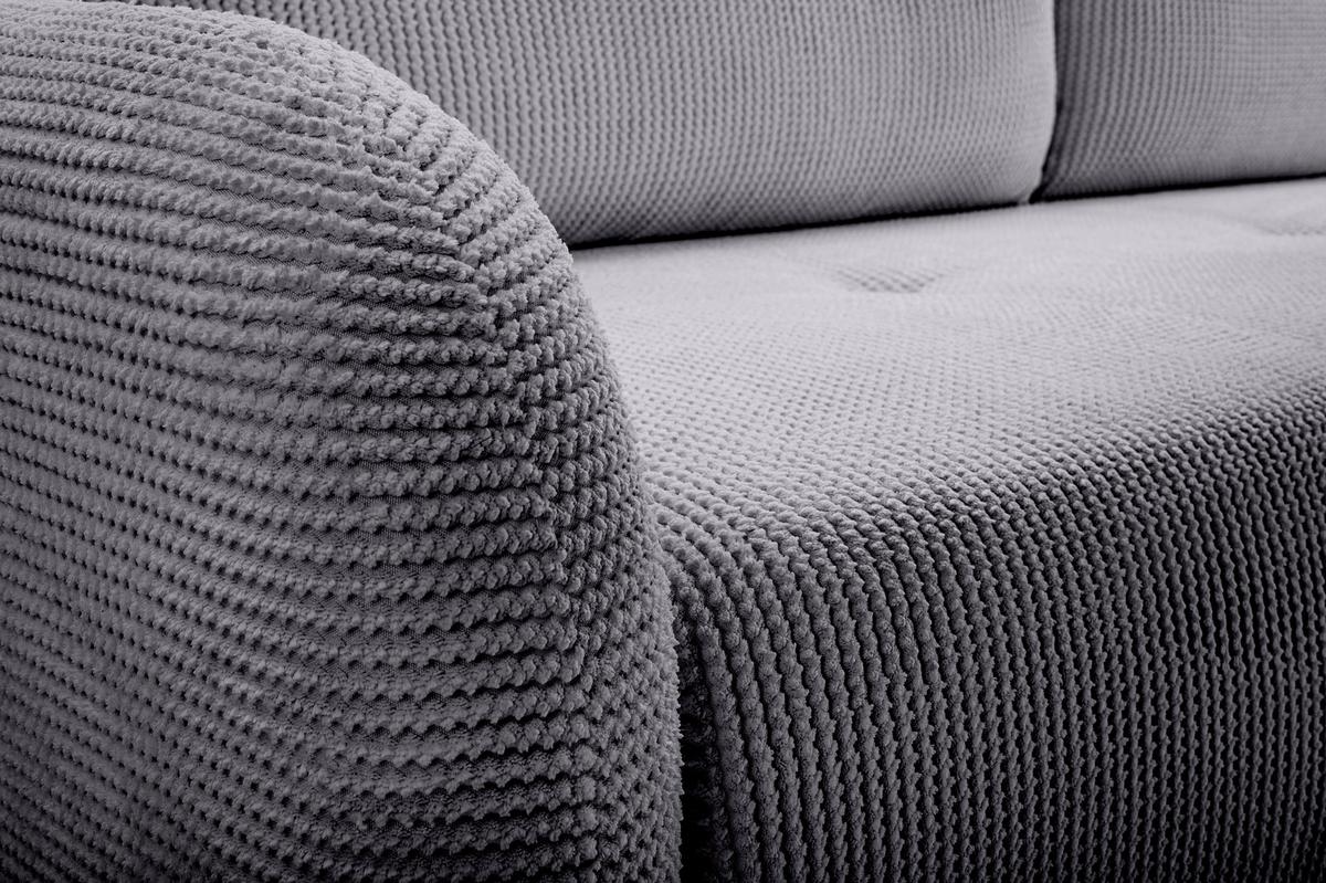BETTSOFA VIVO Grau Geflochtener Stoff mit Schlaffunktion - Grau, Holz (230/95/102cm) - MASSENO