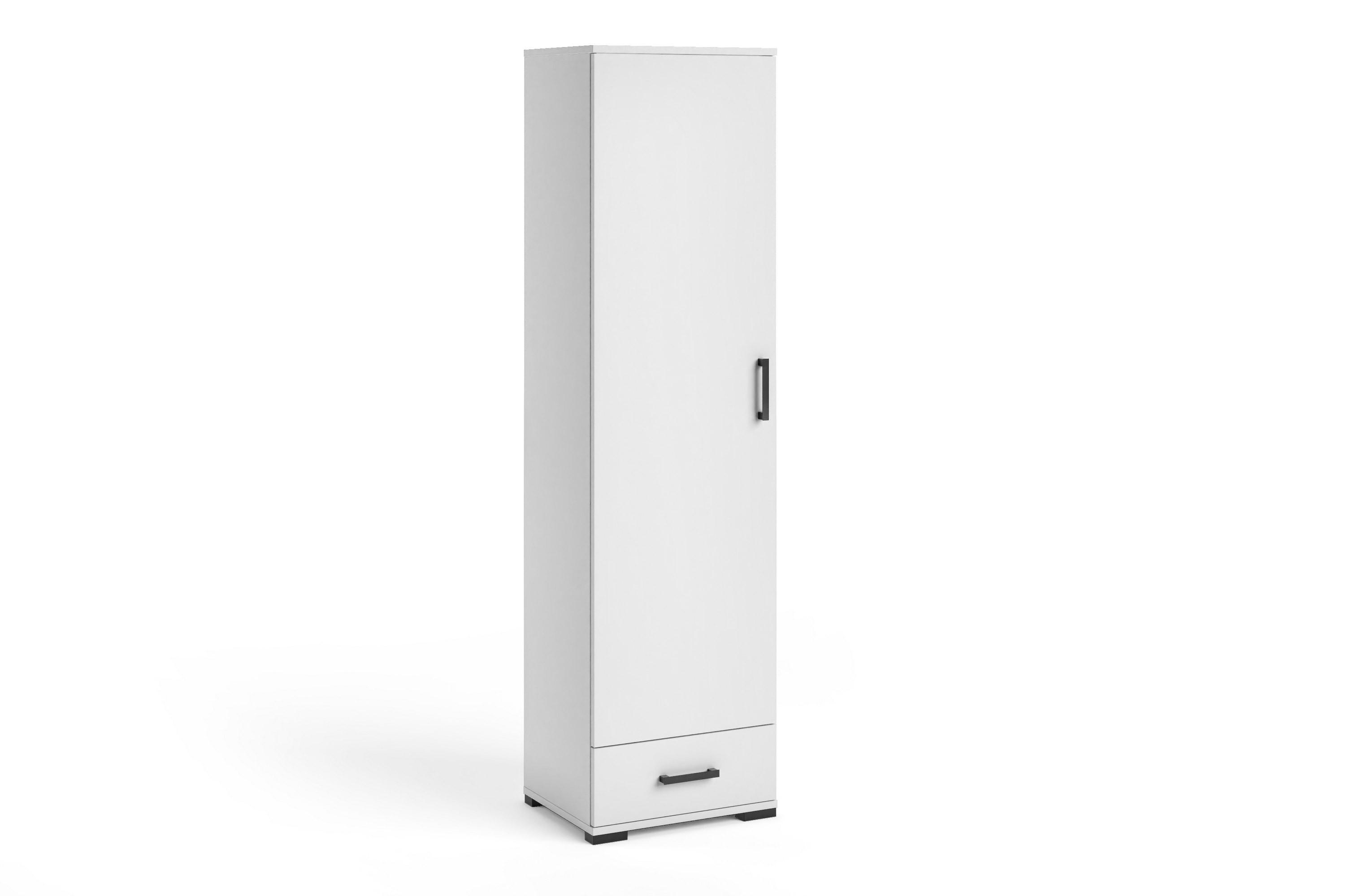 DREHTÜRENSCHRANK ALBANO 50/186/40cm 1-türig Weiß - Weiß, Holzwerkstoff (50/186/40cm) - MASSENO