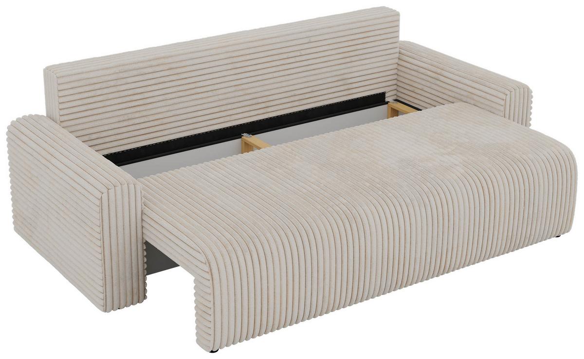 3-SITZER-SOFA NESSARO - Beige Cord - Beige/Schwarz, Kunststoff/Textil (243/92/90cm) - MKS