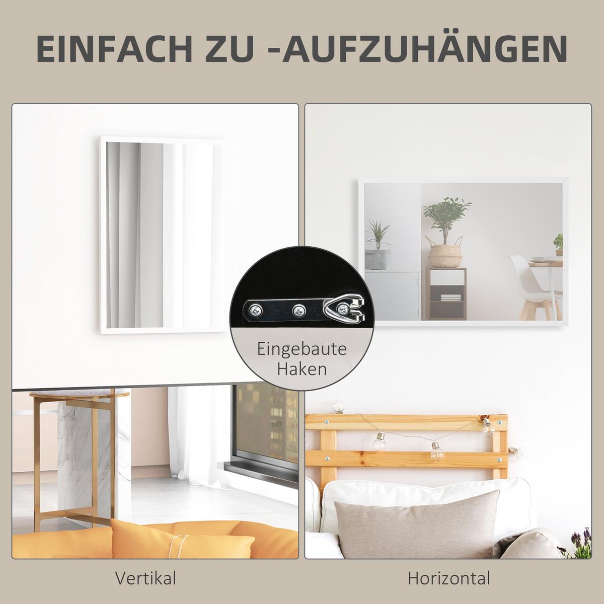 WANDSPIEGEL MDF Glas Weiß - Weiß, Holzwerkstoff (2/70/50cm) - HOMCOM