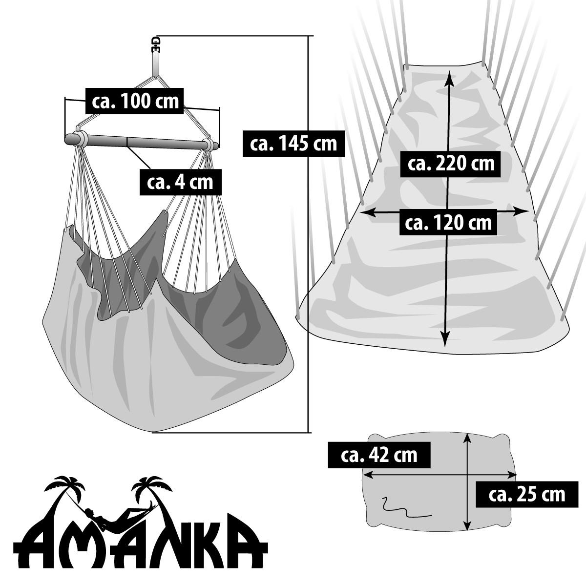 XXL-HÄNGESESSEL mit Kissen und Seitenfach, 220/120cm, Beige - Beige, Textil (120/145/220cm) - Amanka