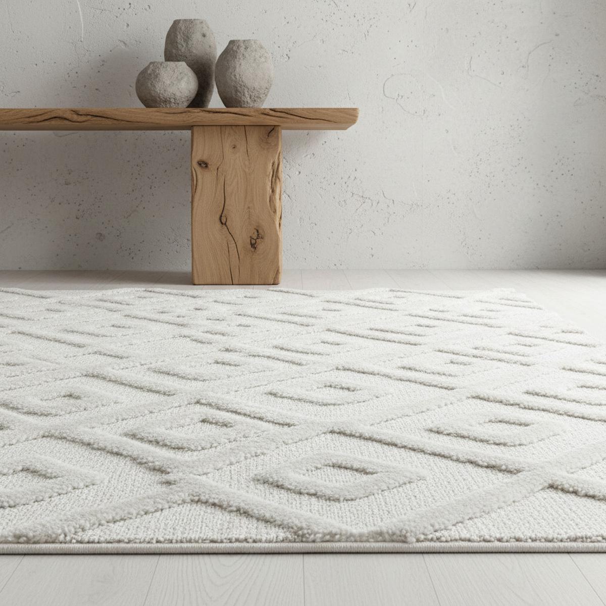 TEPPICH Hochflor EISACK in Creme, geometrisch, 240 x 340 cm - Beige, Textil (340/240cm) - KADIMA DESIGN