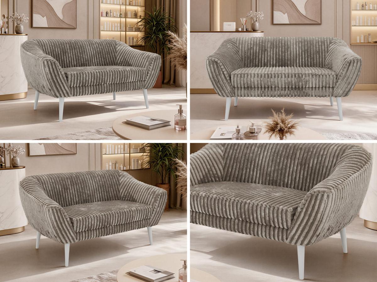2-SITZER-SOFA PIRS - Hellbraun Cord - Weiße Beine - Hellbraun/Weiß, Holzwerkstoff/Textil (140/75/74cm) - MKS