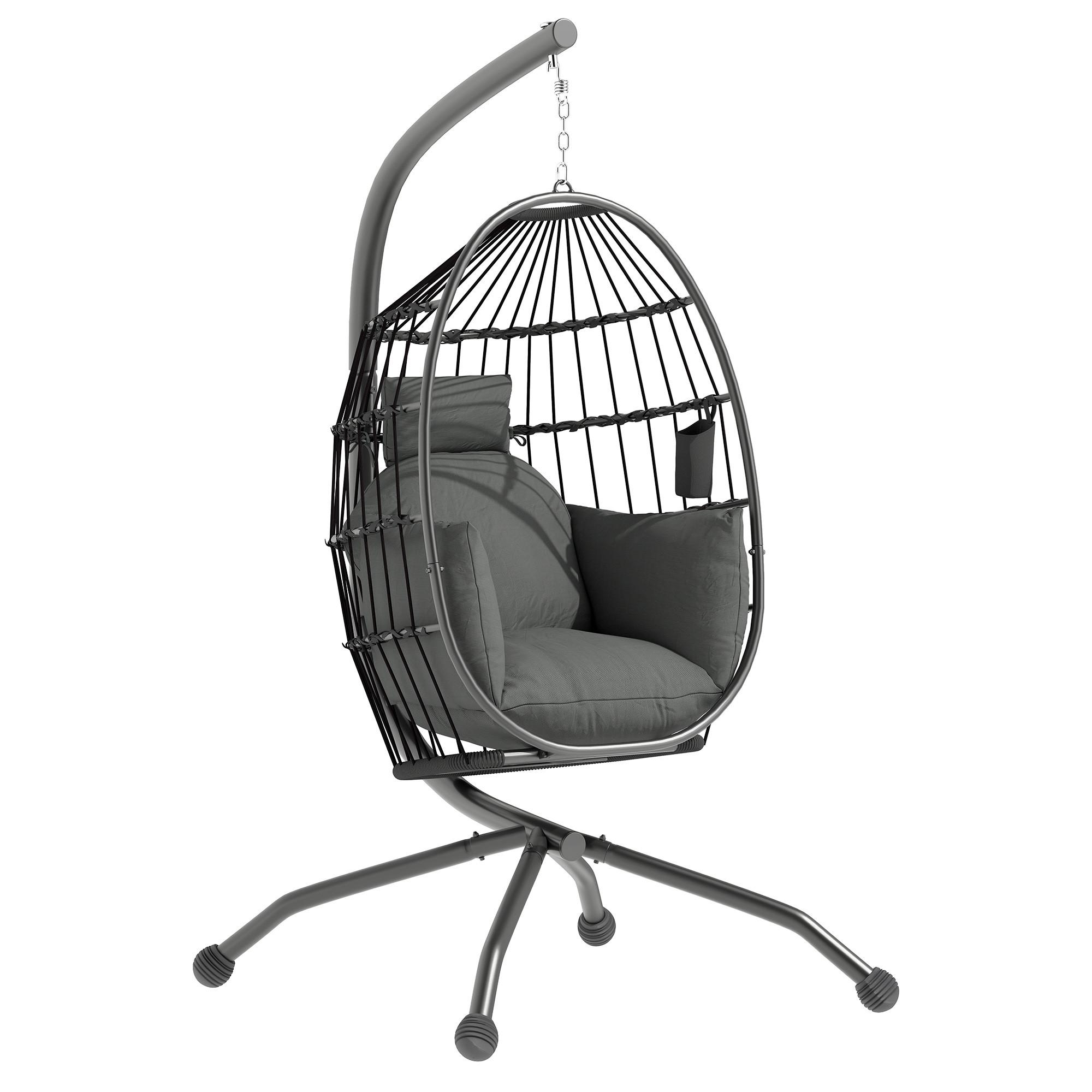 HÄNGESESSEL Stahl Polyester Schwarz - Schwarz, Metall (88/192/120cm) - Outsunny
