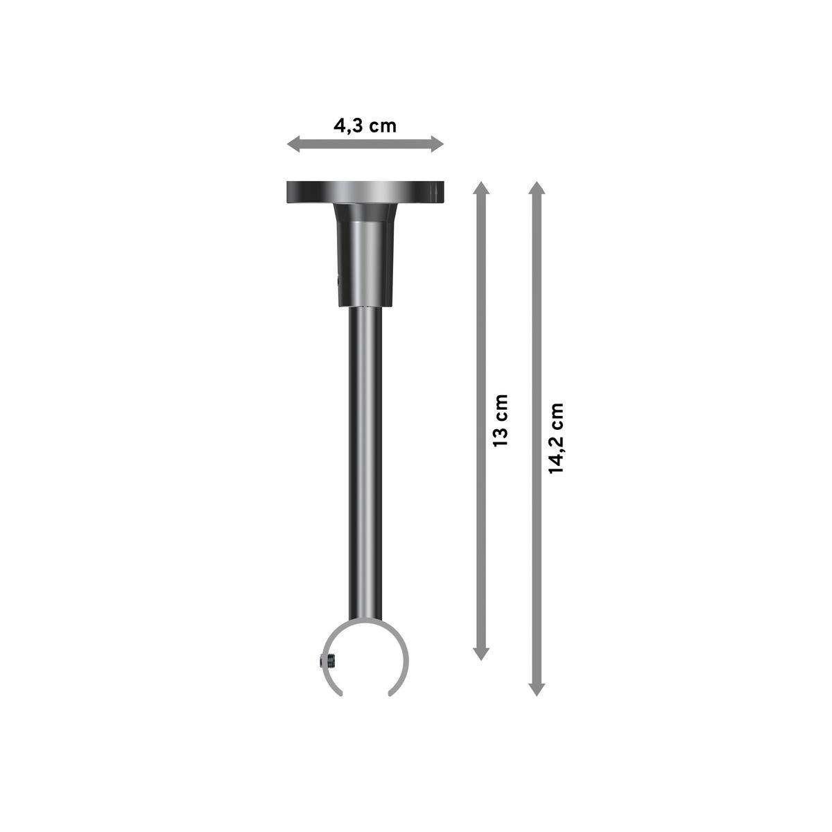 DECKENTRÄGER FÜR GARDINENSTANGEN 20 mm Ø, Sonette 1-läufig, Chrom - Chromfarben, Metall (4.3/14.2/4.3cm) - INTERDECO