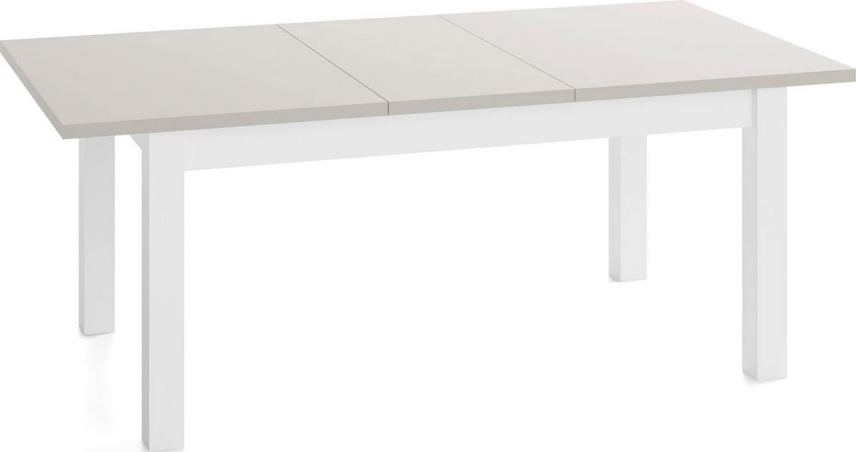 ESSTISCH Lindberg Weiß ausziehbar verlängerbar rechteckig, Kaschmir 120-160/70/77 cm - Kaschmir/Beige, Holz/Holzwerkstoff (70/160/76.5cm) - WFL GROUP