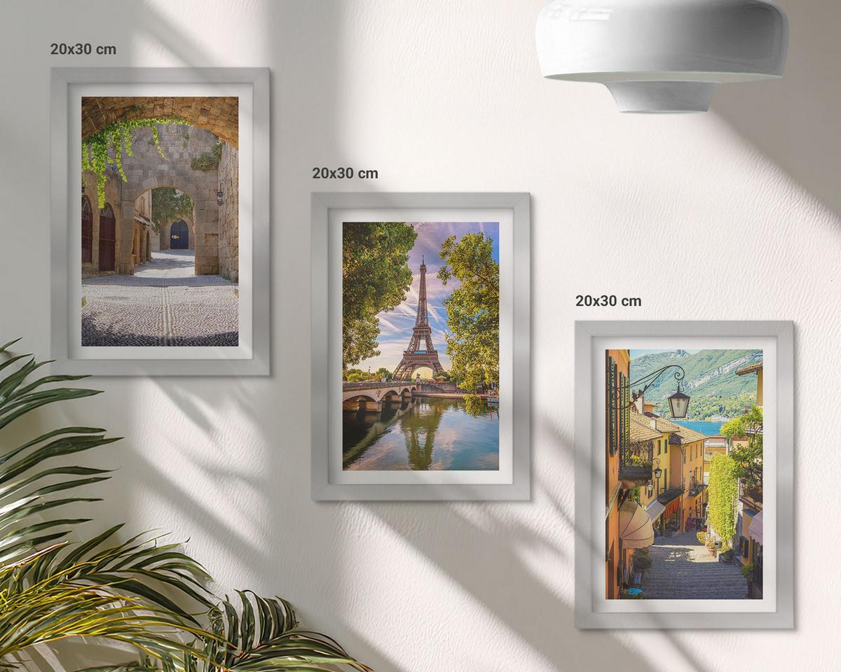BILDER SET 3er Set - 20x30 cm Silberner Rahmen - Straßen der Eiffel-Architektur - Silberfarben, Kunststoff (20/30cm) - TULUP