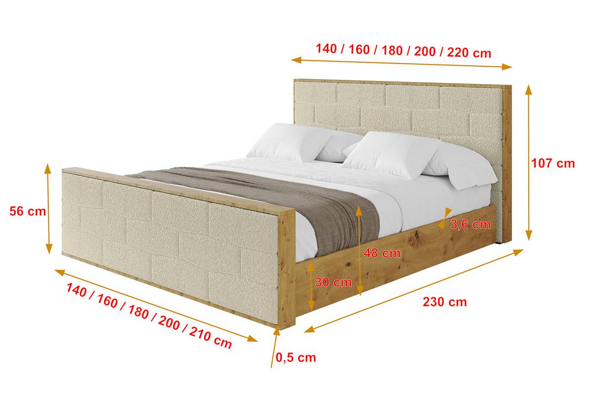 POLSTERBETT mit Bettkasten, Fußteil und Lattenrost, Boxbett mit Matratze H3/H4 - ENZO8-Z 120x200 Beige - Taupe, Holzwerkstoff/Textil (120/200cm) - ALTDECOR