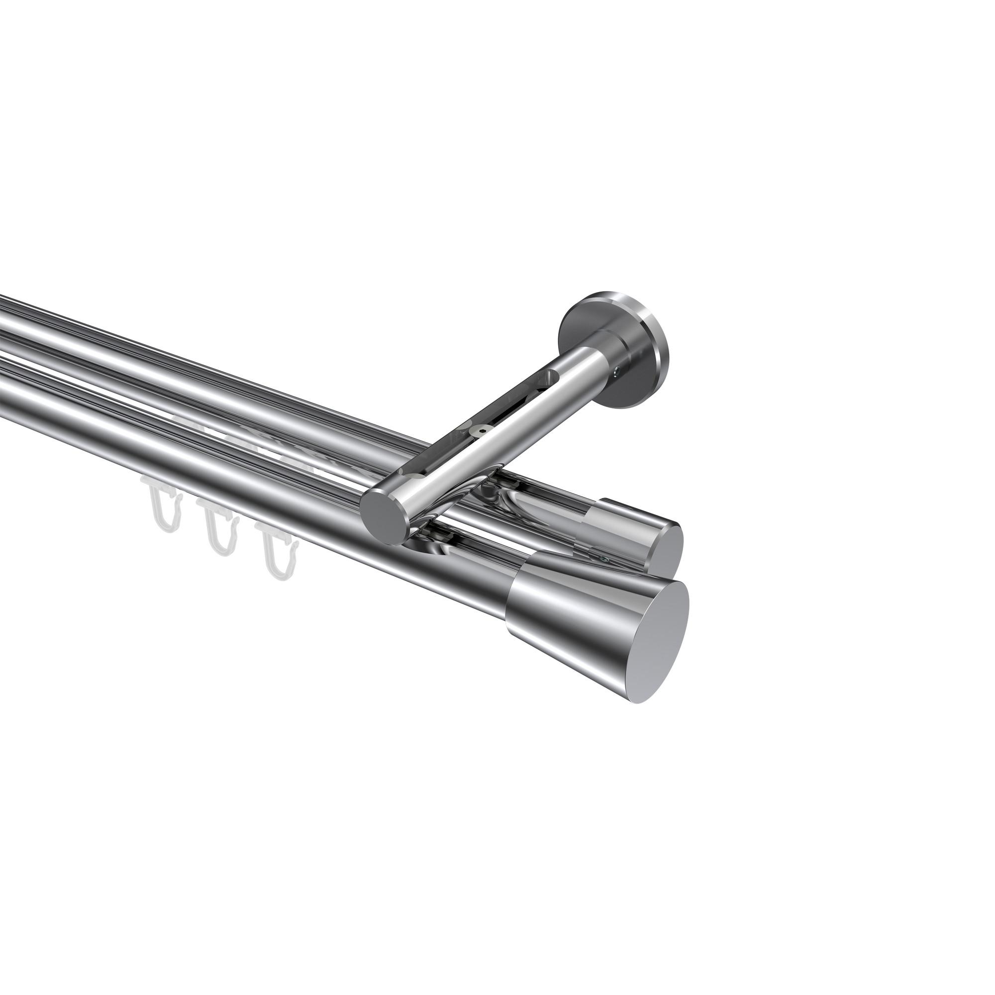 GARDINENSTANGE INNENLAUF Siteno Sitra 600 cm (geteilt in 3 x 200 cm), 2-läufig, 20 mm Ø Chrom - Chromfarben, Metall (600cm) - INTERDECO